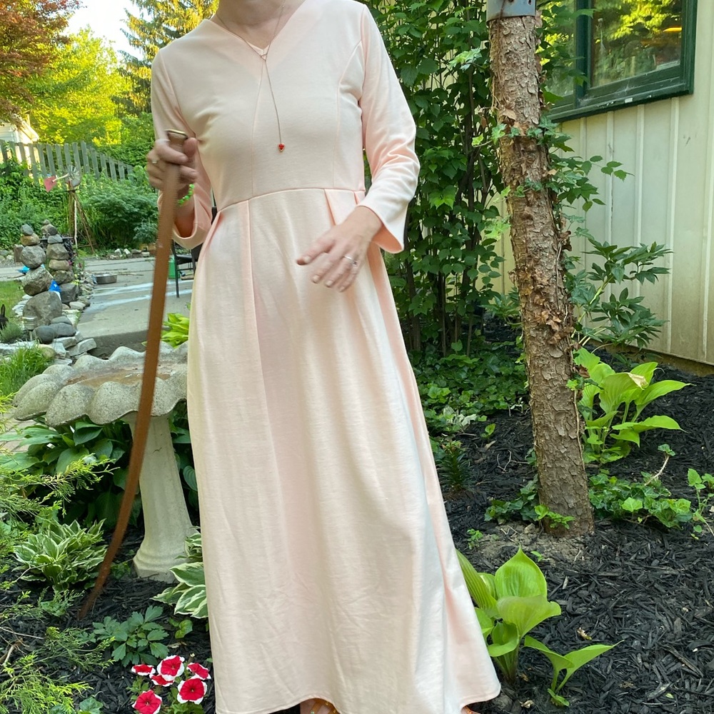 Whimsical peach/pink maxi dress